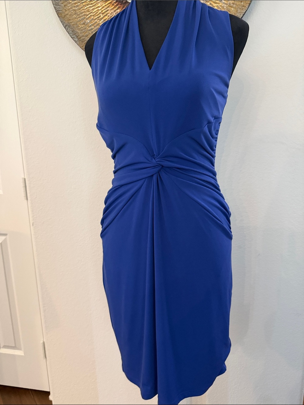 Sleeveless Knot-Front Midi Dress in Cobalt Blue